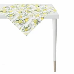 Rabatt ✔️ Apelt 🌞 Summertime Mitteldecke - 88x88 Cm - Grau / Weiß / Gelb / Grün 😉