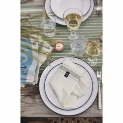 Rabatt 🎉 Lexington Organic Cotton Twill Serviette - 50x50 Cm - White/green 👏 -Pichler Shop unnamed file 806