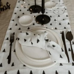 Budget ❤️ Eulenschnitt Tannen Servietten 4er Set - 4 Servietten à 45x45 Cm - Weiß/schwarz 😍 -Pichler Shop unnamed file 871